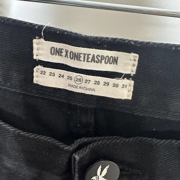 One Teaspoon Awesome Baggies Crop Ankle Jeans Women's Distressed Black Size 26 - Picture 7 of 7